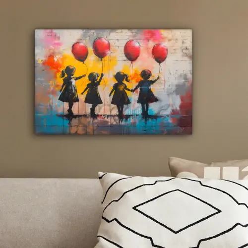 Graffiti - Kinderen - Street art - Ballon - Banksy canvas 2cm klein -sfeer3