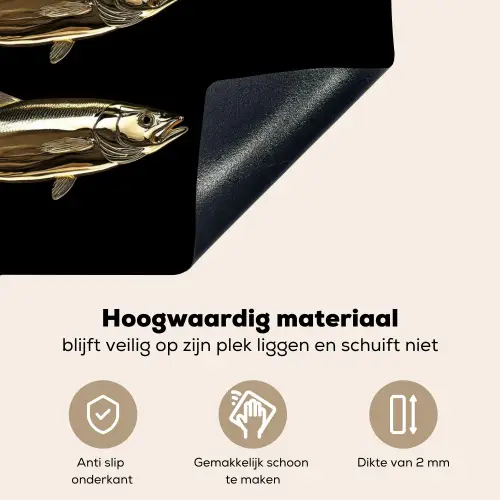 Vissen - Goud - Zwart Inductie beschemer met haakjes klein -ky-onderkant-nl