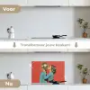 Vrouw - Retro - Discobal - Kus keuken achterwand spatscherm klein -voor_na_NL