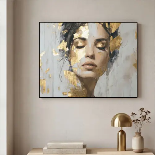 Sierlijk - Vrouw - Goud - Ogen Textielframe - compleet frame klein -sfeer2