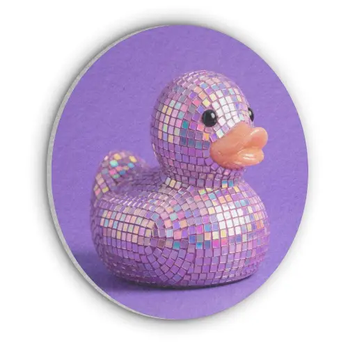 Disco - Eend - Paars Akoestische PET Vilt - Rond klein -3d
