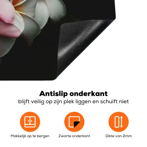Bloemen - Roze - Zwart - Flora - Botanisch Inductie beschermer vinyl 3mm klein -zzzzzzz-td-onderkant