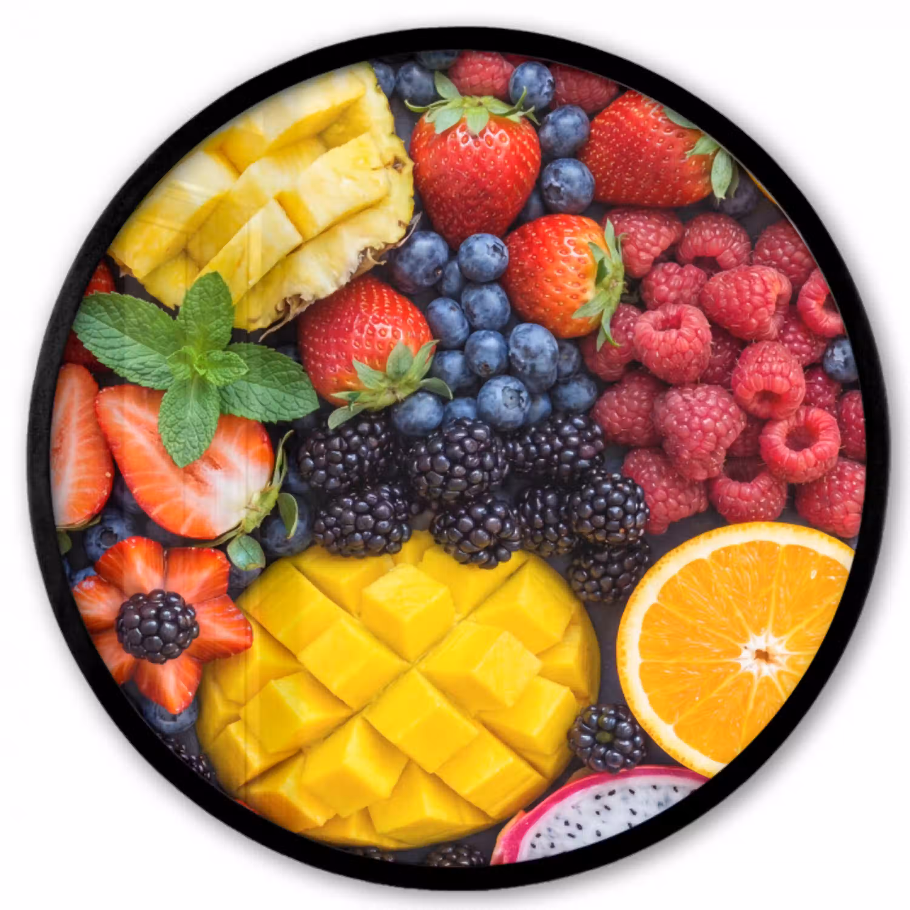 Fruit - Vers - Kleurrijk - Eten Fotolijst rond zonder passe partout klein -3d