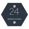 Effen blauw - Klassiek Naambord Hexagon klein -3d
