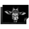 Giraffe - Portret - Dieren - Zwart - Wit Inductie beschermer vinyl 3mm klein -3d