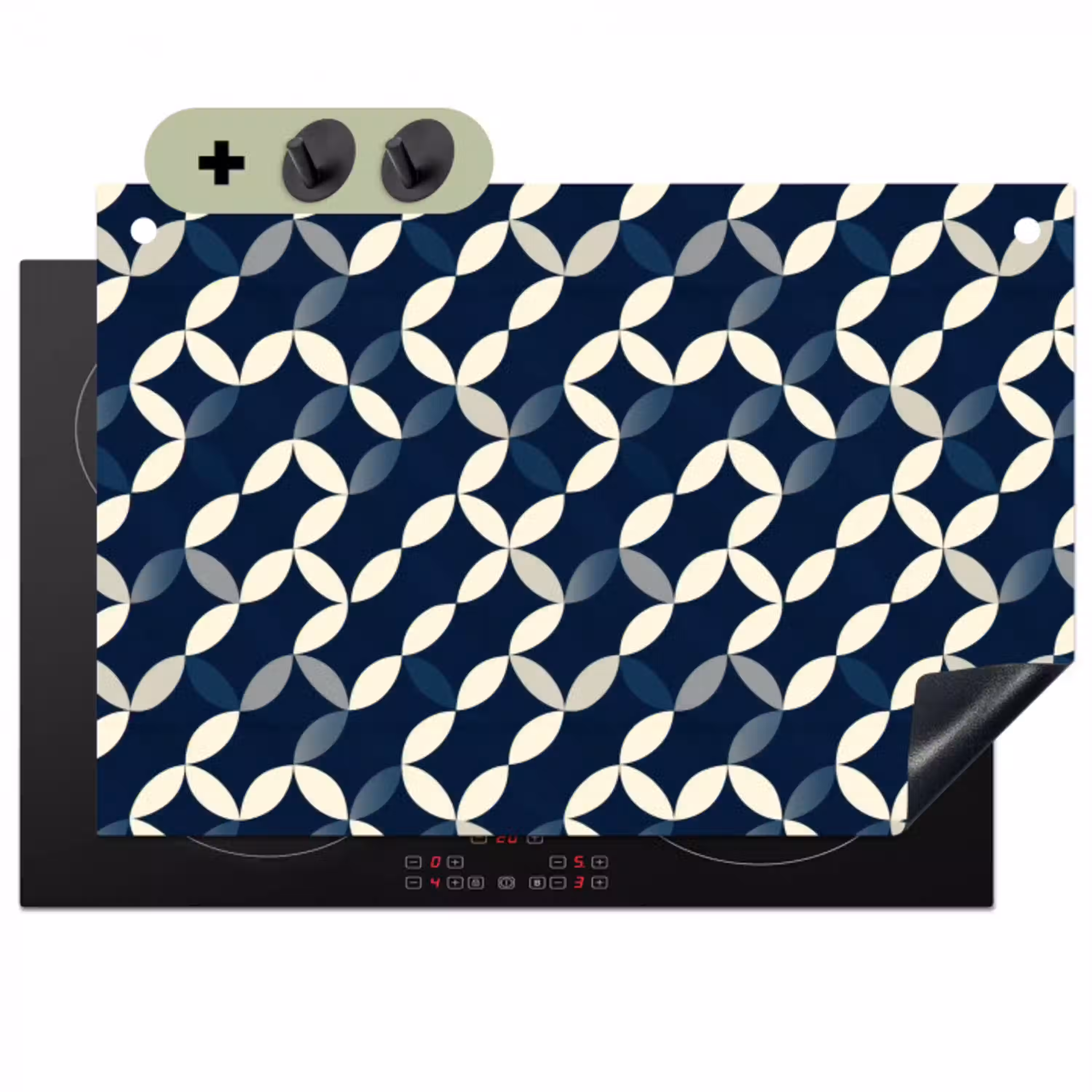 Abstract - Patroon - Blauw Inductie beschemer met haakjes klein 777 -3d