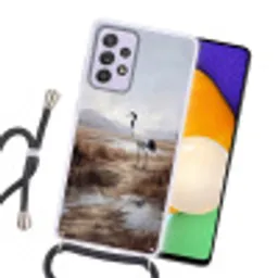 Kraanvogel - Natuur - Realistisch Hoesje Samsung Galaxy A52 5G met koord klein -sfeer1