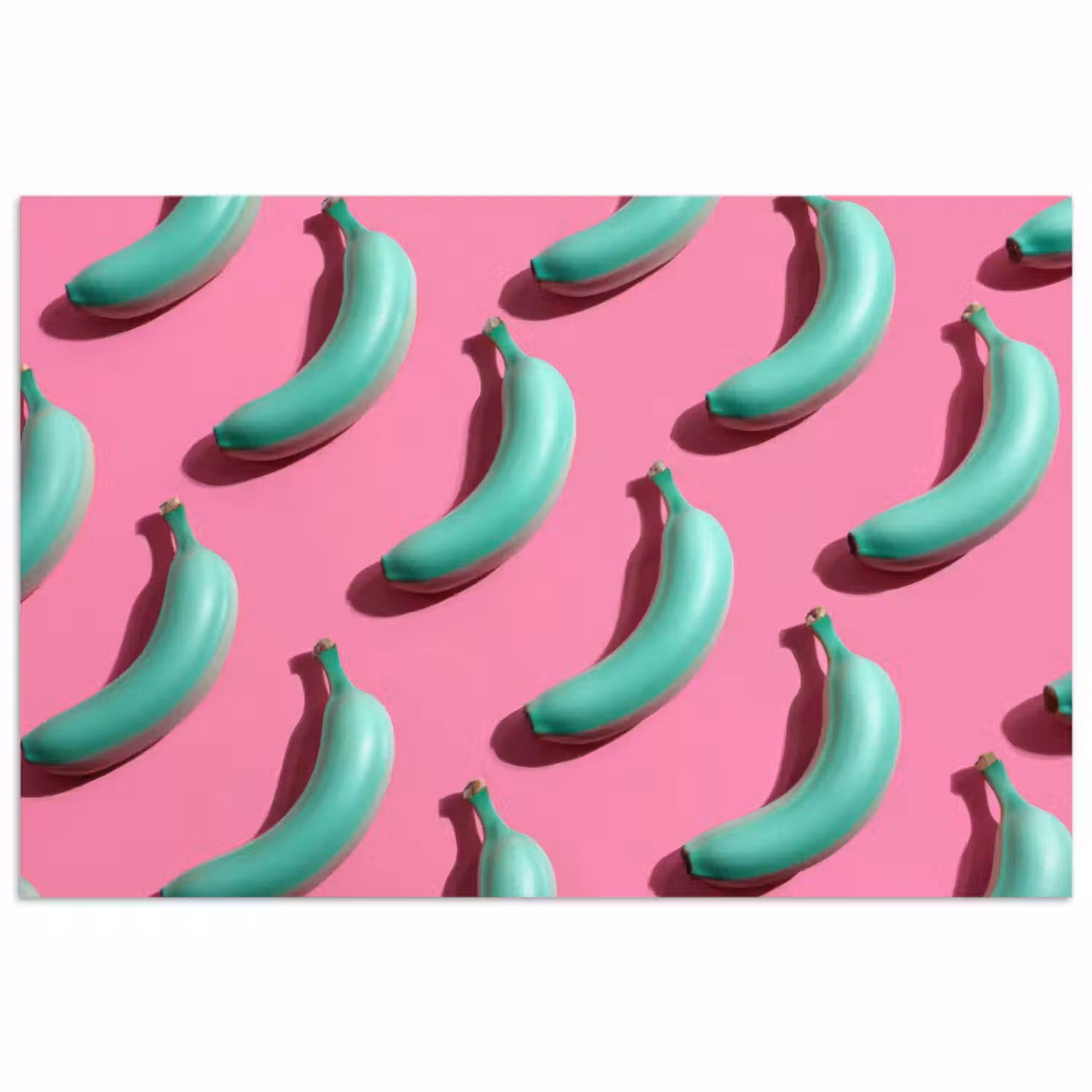 Poster - Bananen - Muster - Blau - Rosa