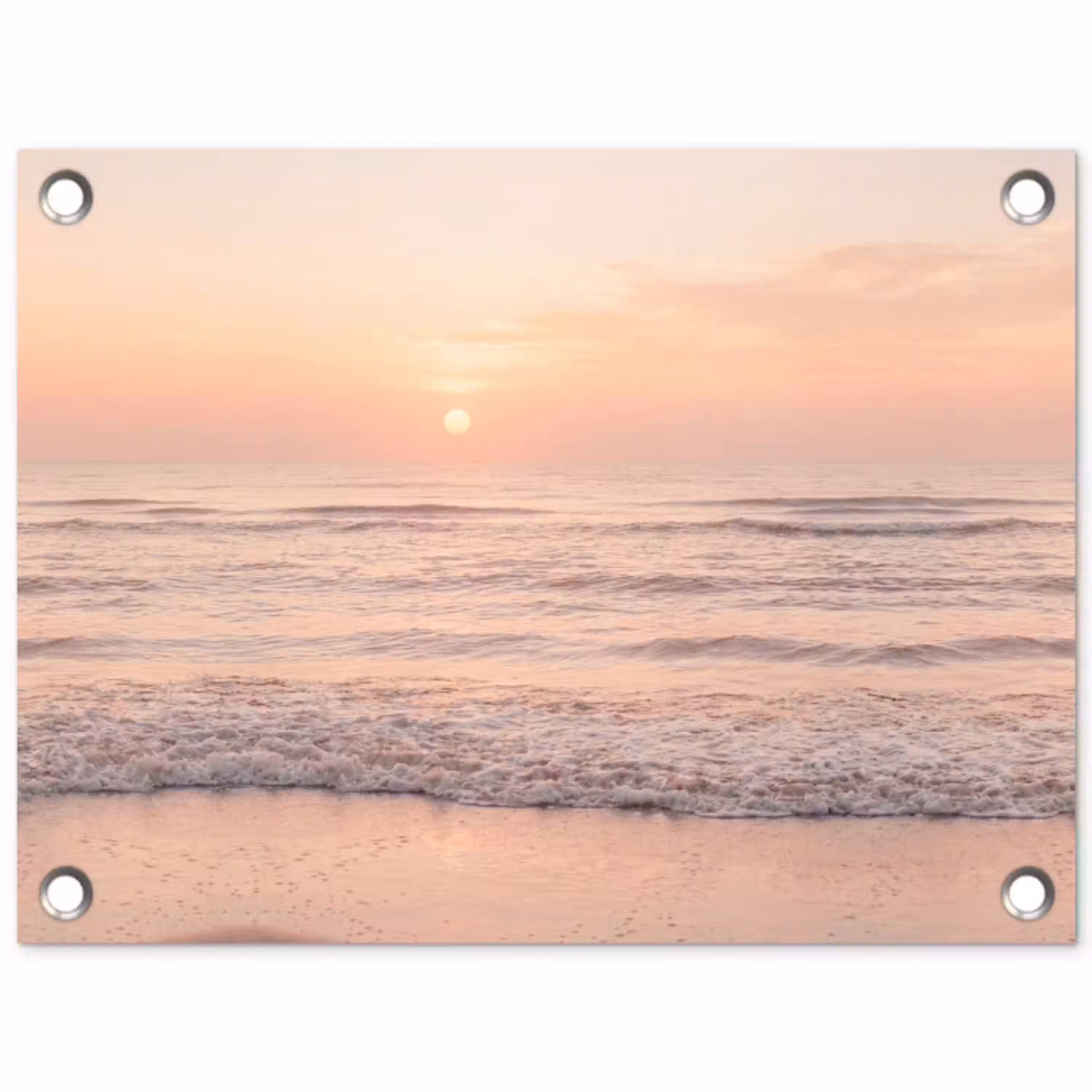 Zon - Strand - Roze tuinposter los doek klein -3d