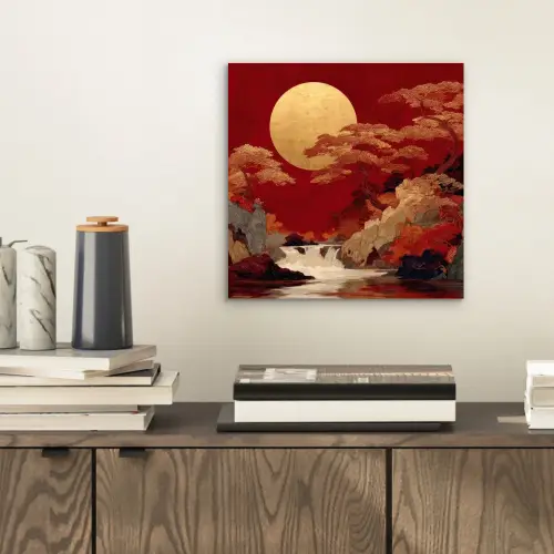 Volle maan - Landschap - Waterval aluminium wit klein -sfeer1