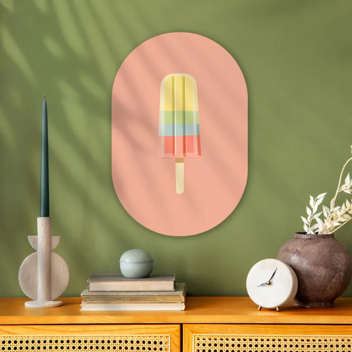 Waterijsje - Pasteltinten - Minimalistisch Wandcirkel Ovaal Forex klein -sfeer2