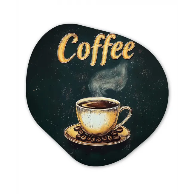 Koffie - Schotel - Koffiebonen - Retro Wandcirkel Organisch Forex 3mm klein -3d
