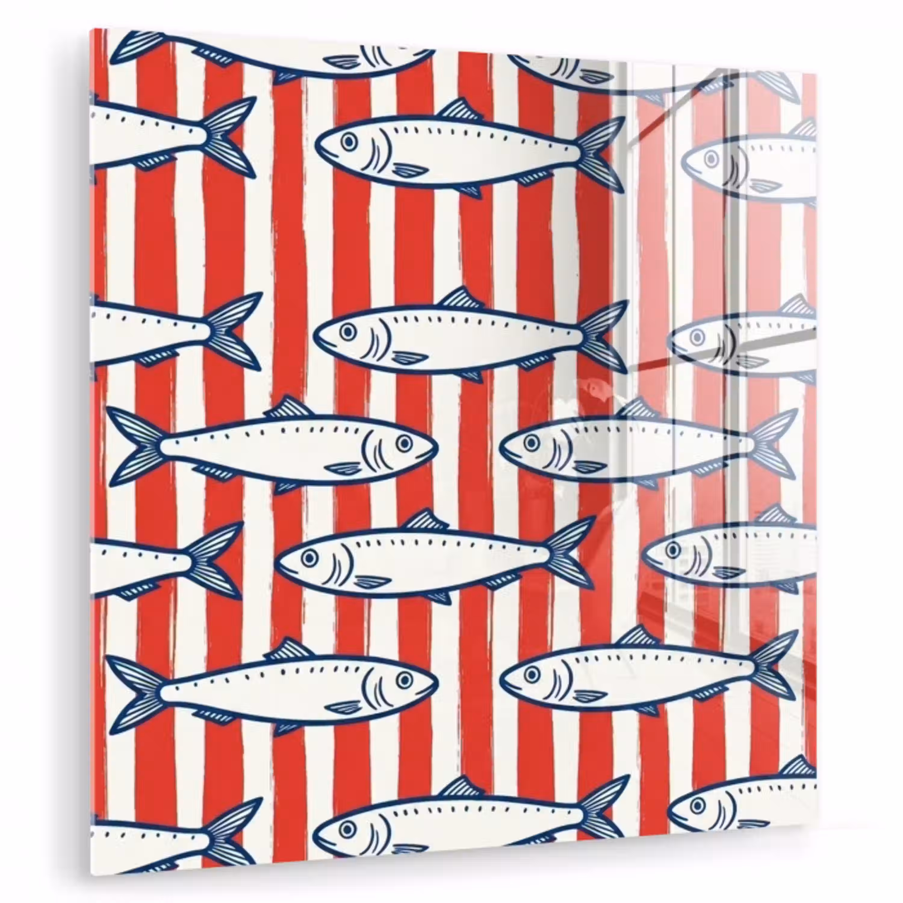 Vis - Patroon - Strepen - Illustratie - Rood plexiglas 5mm klein -zzzproduct_nieuw