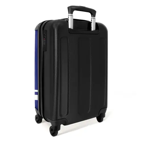 Koningsblauwe achtergrond met wit raster linksonder NBS - Handbagage koffer - Kinderen Unisex middel -achterkant