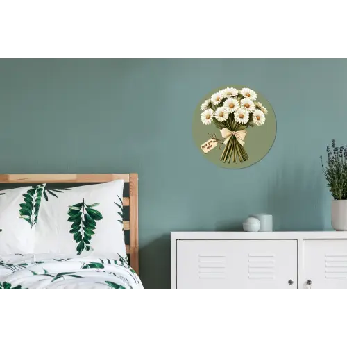 Lint - Boeket - Groen - Quote Wandcirkel aluminium klein -slaapkamer