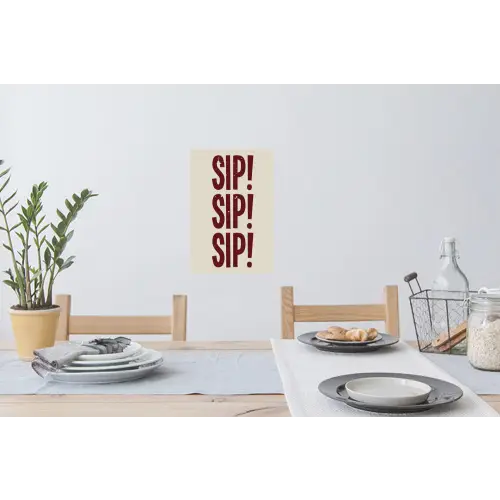 Japandi - Vintage - Decoratie - Rood Muursticker klein -eettafel