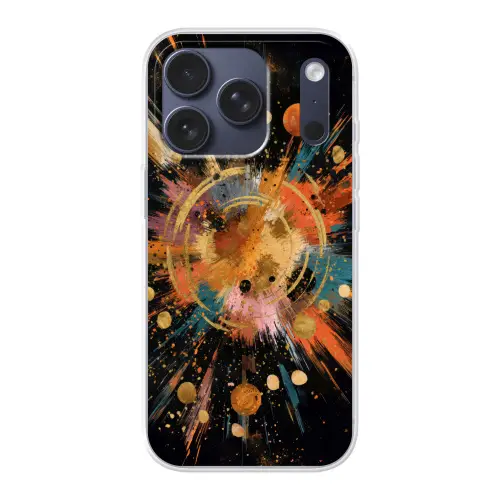 Explosie - Verfstructuur - Goud - Abstract Telefoonhoesje iPhone 17 Pro klein -3d