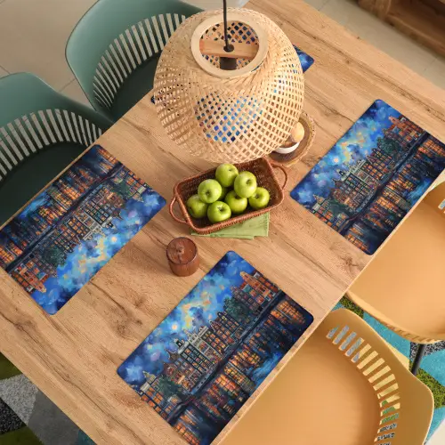 Grachten Amsterdam - Huizen - Stad - Kleurrijk Placemat vinyl groot -zzsfeer5_Kitchenyeah-website