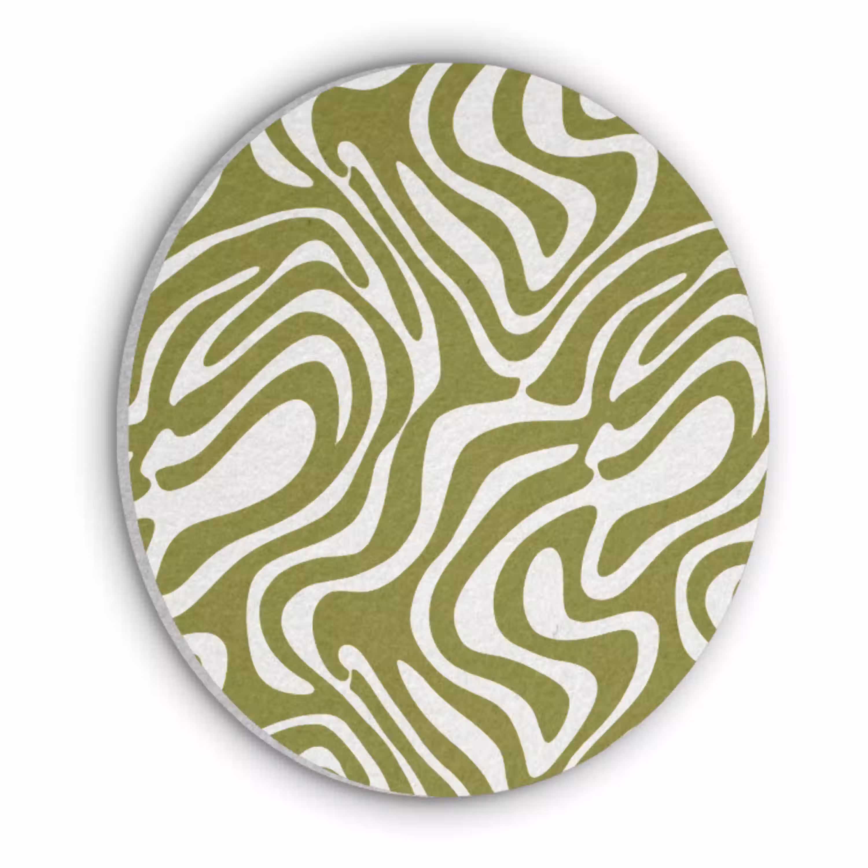 Lijnpatroon - Groen - Organisch Akoestische PET Vilt - Rond klein 838 -3d