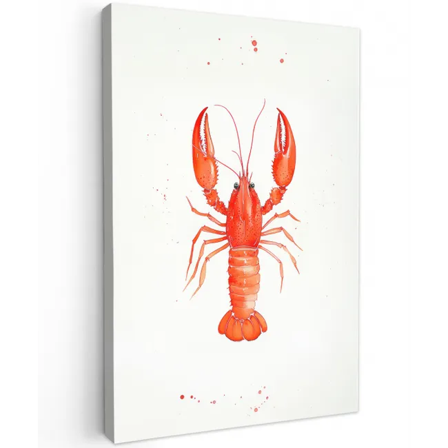 Kreeft - Waterverf - Aquarel - Oranje canvas 2cm klein -z3d