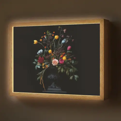 Klassiek - Vaas - Boeket - Bloemen Light Box met batterij (Wandlamp) middel -z3d_website