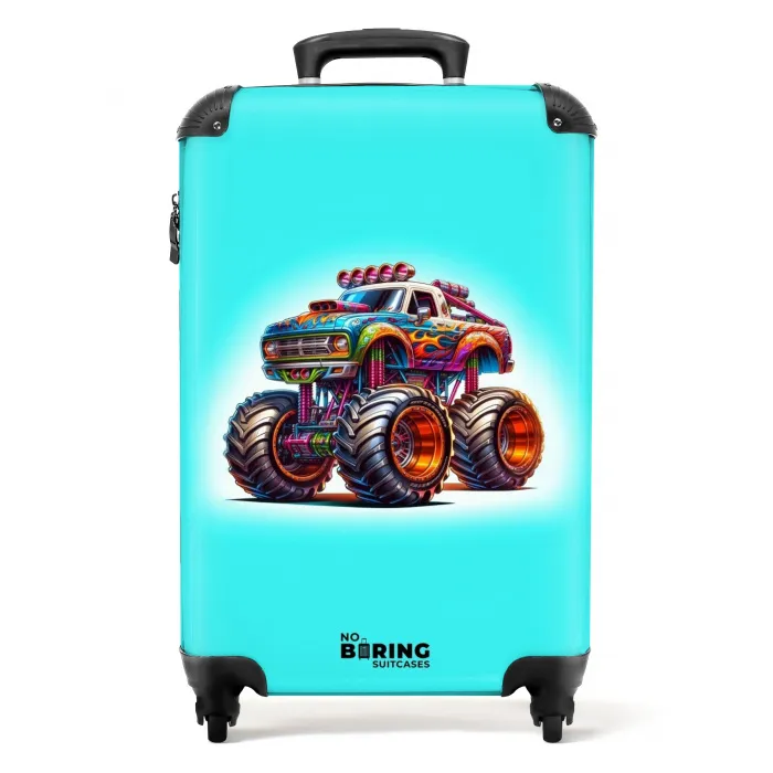Monstertruck op Lichtblauwe Achtergrond NBS - Handbagage koffer - Unisex middel -productfoto_recht