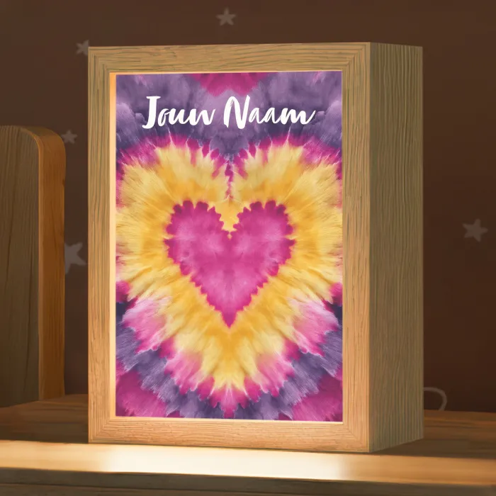 Tie dye - Hartvorm - Vlammen - Paars Light Box met kabel (Kinderlampje) klein -zzz_3d_website