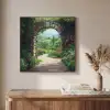 Doorkijk - Landschap - Bloemen - Pad - Uitzicht Textielframe zwart klein -sfeer2
