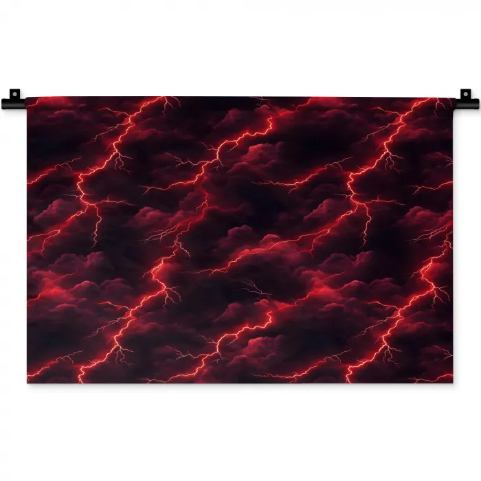 Rood - Onweer - Bliksem - Wolken Wandkleed katoen klein 269 -zz3d