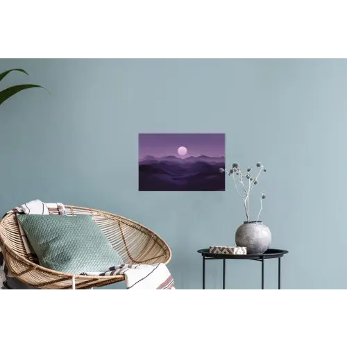 Heuvels - Paars - Mist - Zon Muursticker klein -plant