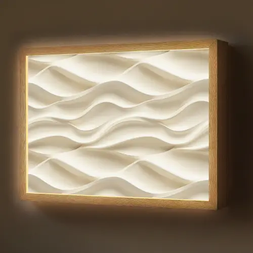 Lijnen - Golvend - Crème Light Box met batterij (Wandlamp) middel 907 -z3d_website