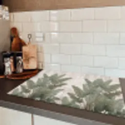Bananenbladeren - Beton - Groen Inductie beschermer vinyl 3mm klein -sfeer3