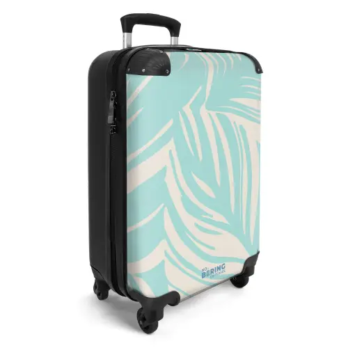 Grote bladeren in lichtblauw met beige NBS - Handbagage koffer - Unisex middel -productfoto_3d