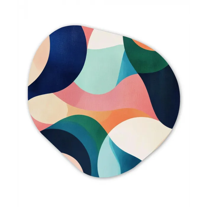 Abstract - Blauw - Roze Wandcirkel Organisch Plexiglas middel -3d