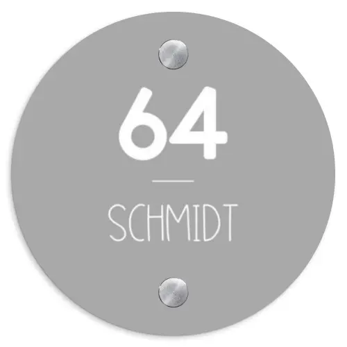 Effen lichtgrijs - Modern Naambord Rond klein -3d