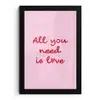 Tekst - Roze - Love - Hart fotolijst zwart zonder passe partout klein -3d