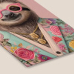 Luiaard - Bloemenprint - Bril - Roze fotolijst zwart zonder passe partout klein -zsfeer6
