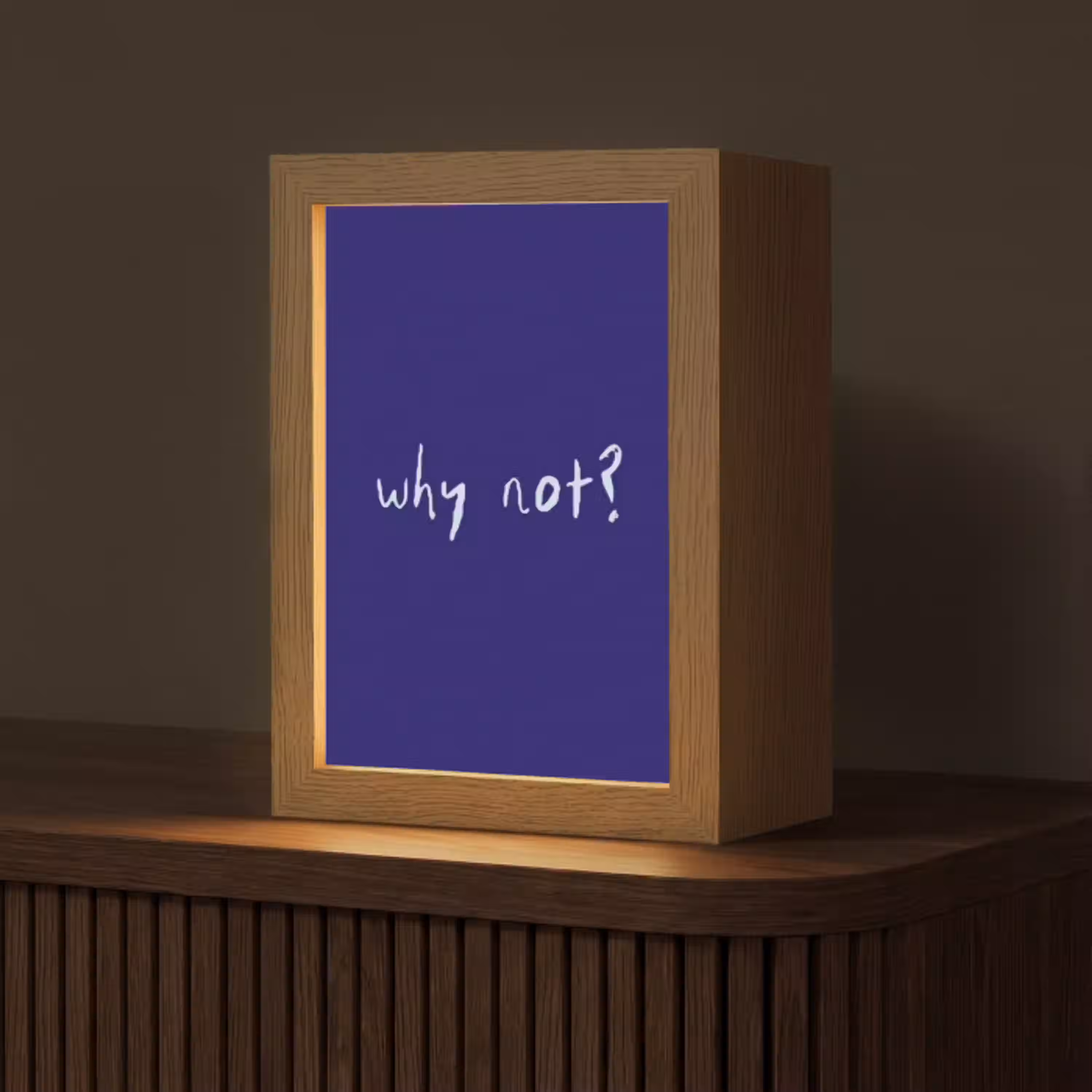 Why not - Blauw - Handgeschreven Light Box met kabel (Tafellamp) klein -z3d_website