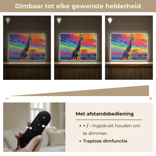 Giraffe - Savanna - Lucht - Gekleurd Light Box met batterij (Wandlamp) middel -USP_dimbaarNL
