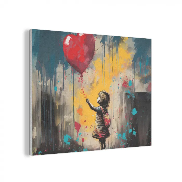 Meisje - Ballon - Hart - Graffiti PET vilt klein -3d