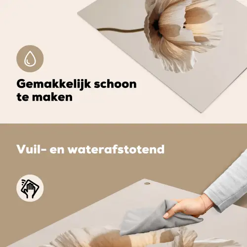 Bloem - Beige - Crème Inductie beschemer met haakjes klein -ky-schoon-nl