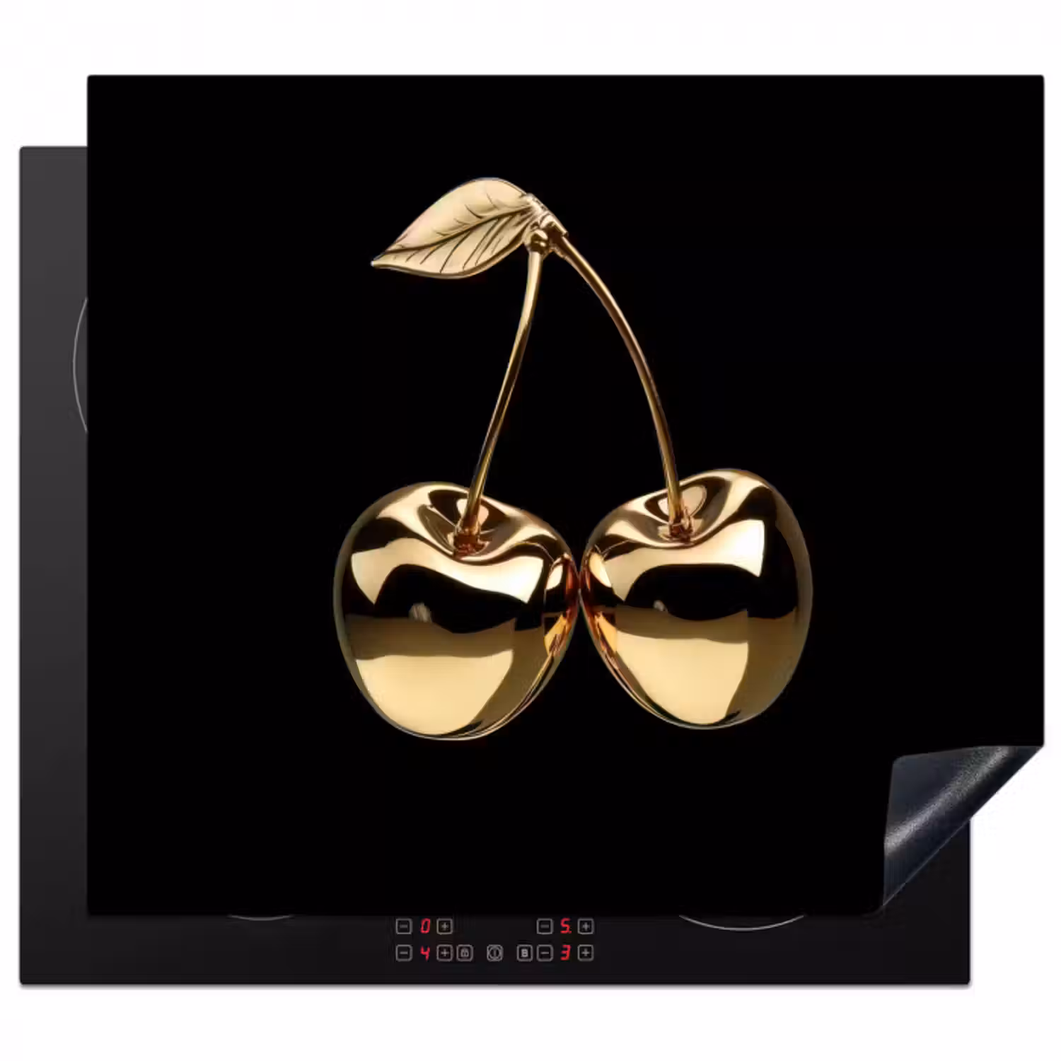 Herdabdeckplatte - Kirsche - Schwarz - Gold - Chrom