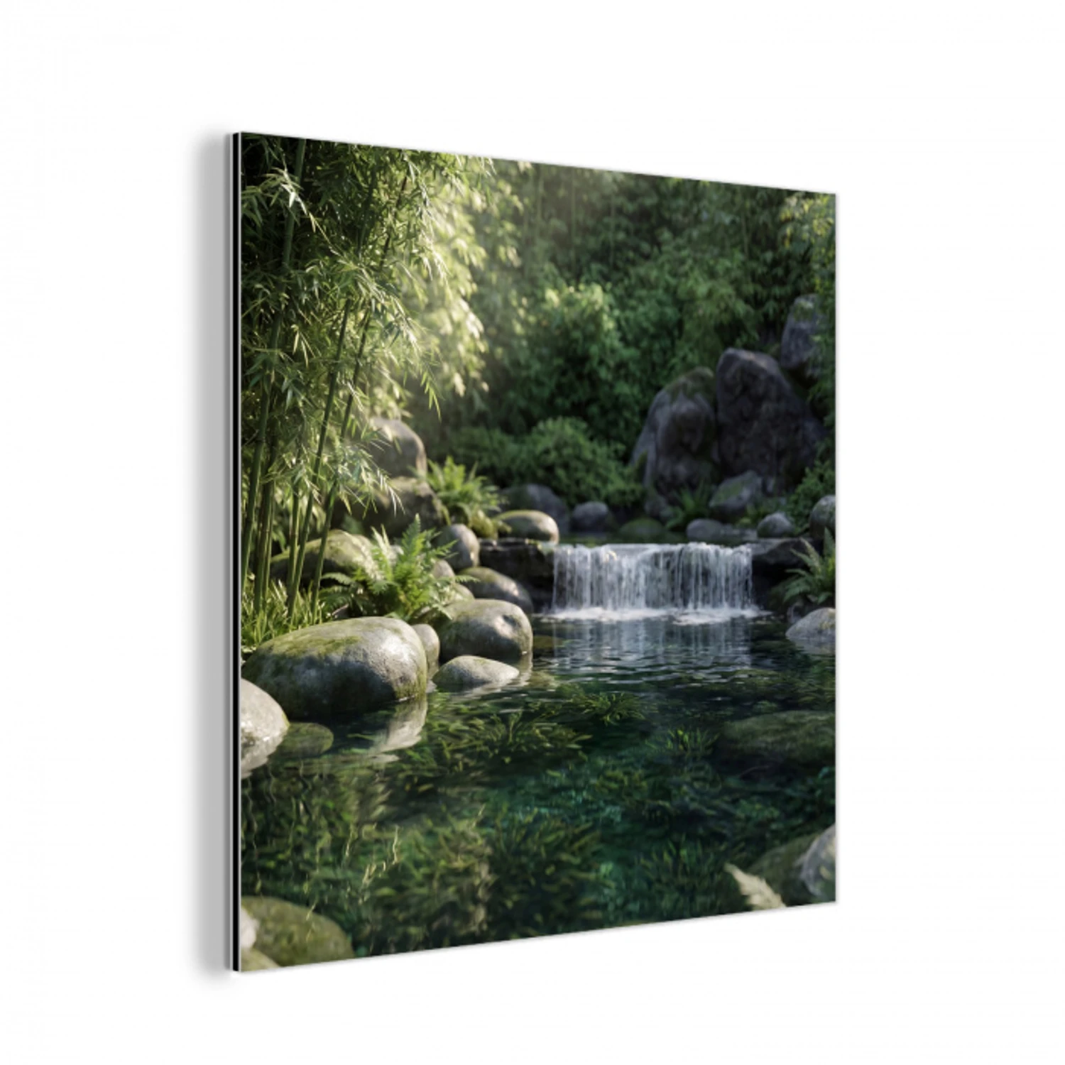 Beek - Waterval - Natuur - Groen aluminium wit klein -3d