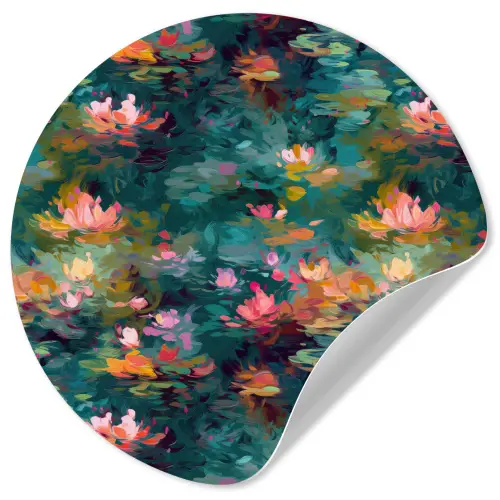 Waterlelies - Vijver - Water Wandcirkel behangsticker klein 186 -3d