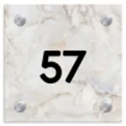 Beige marmer - Traditioneel Naambord Vierkant klein -3d