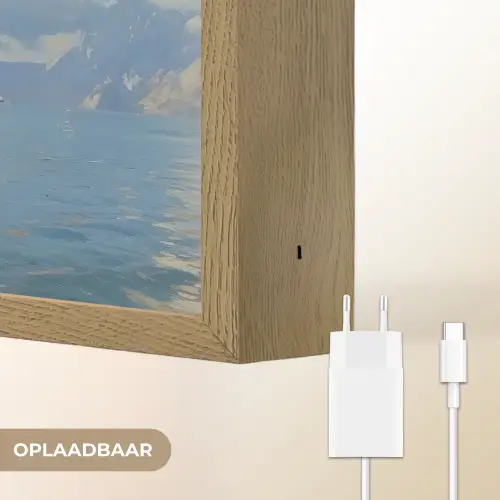 Zeilschip - Huizen - Kade - Zee Light Box met batterij (Wandlamp) middel -USP_websiteoplaadbaarNL