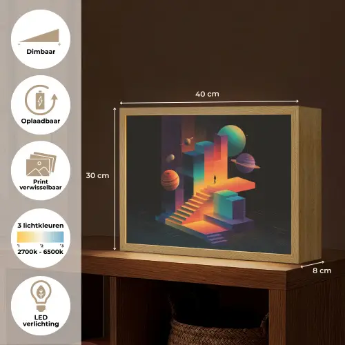 Abstract - Trappen - Mens - Planeten Light Box met batterij (Wandlamp) middel -USP_websiteoverzichtNL