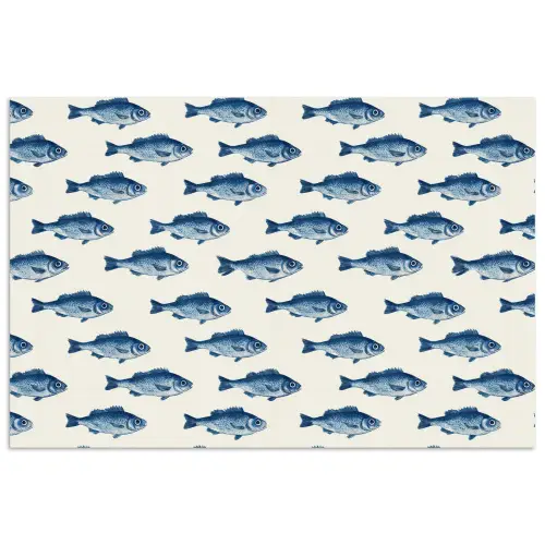 Vis - Patroon - Blauw poster papier klein 62 -3d