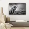 Koeien - Schotse hooglander - Natuur - Dieren - Zwart wit canvas 2cm klein -sfeer6