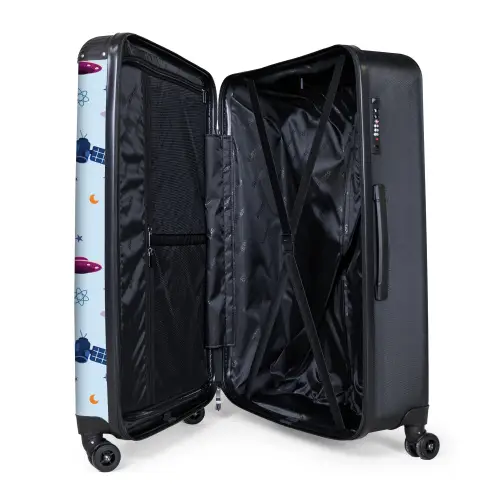 Ruimtevaart en buitenaards patroon op lichtblauw NBS - Large koffer - Volwassenen Unisex groot -product5